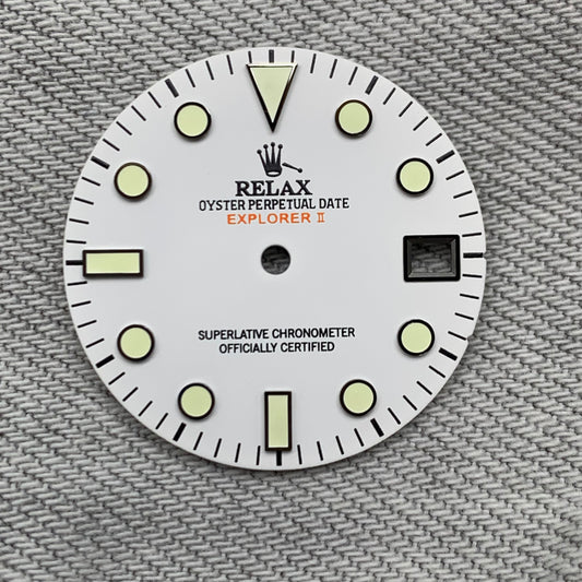 Dial Maker - Matte White Explorer II Relax Dial for seiko mod NH34