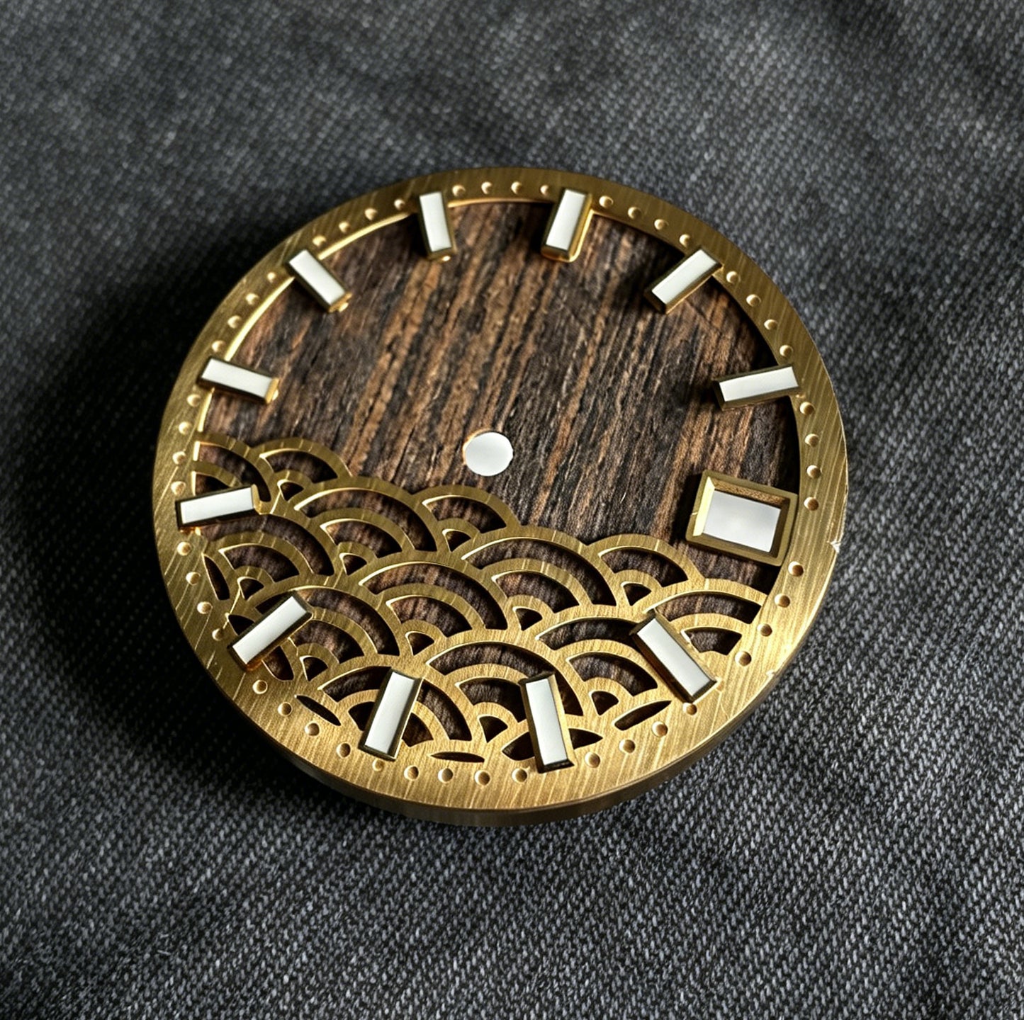 Dial Maker - Natural Wooden / Seigaiha Wave Dial for NH35 Movement Custom Mod