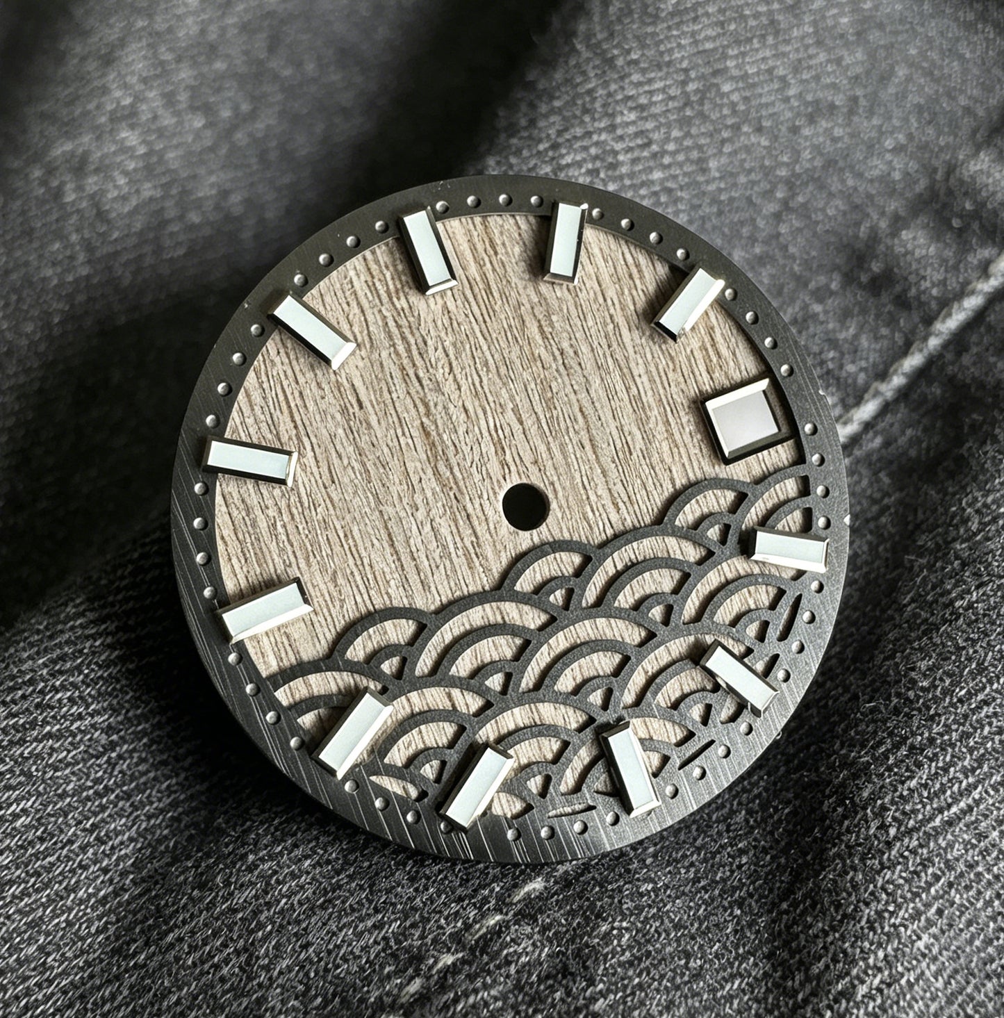 Dial Maker - Natural Wooden / Seigaiha Wave Dial for NH35 Movement Custom Mod