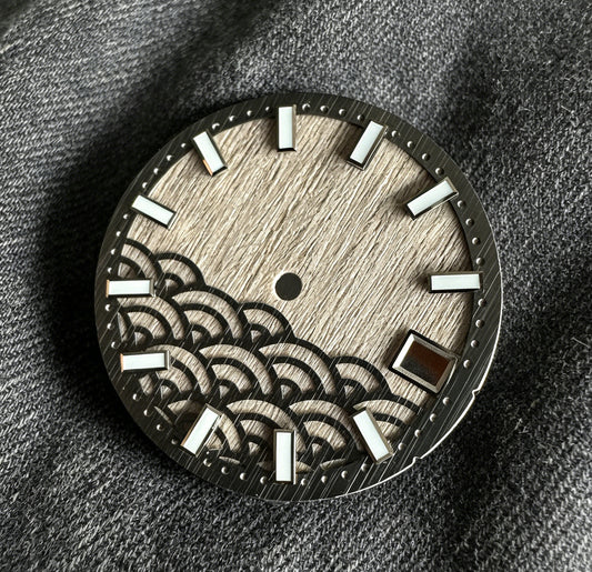 Dial Maker - Natural Wooden / Seigaiha Wave Dial for NH35 Movement Custom Mod