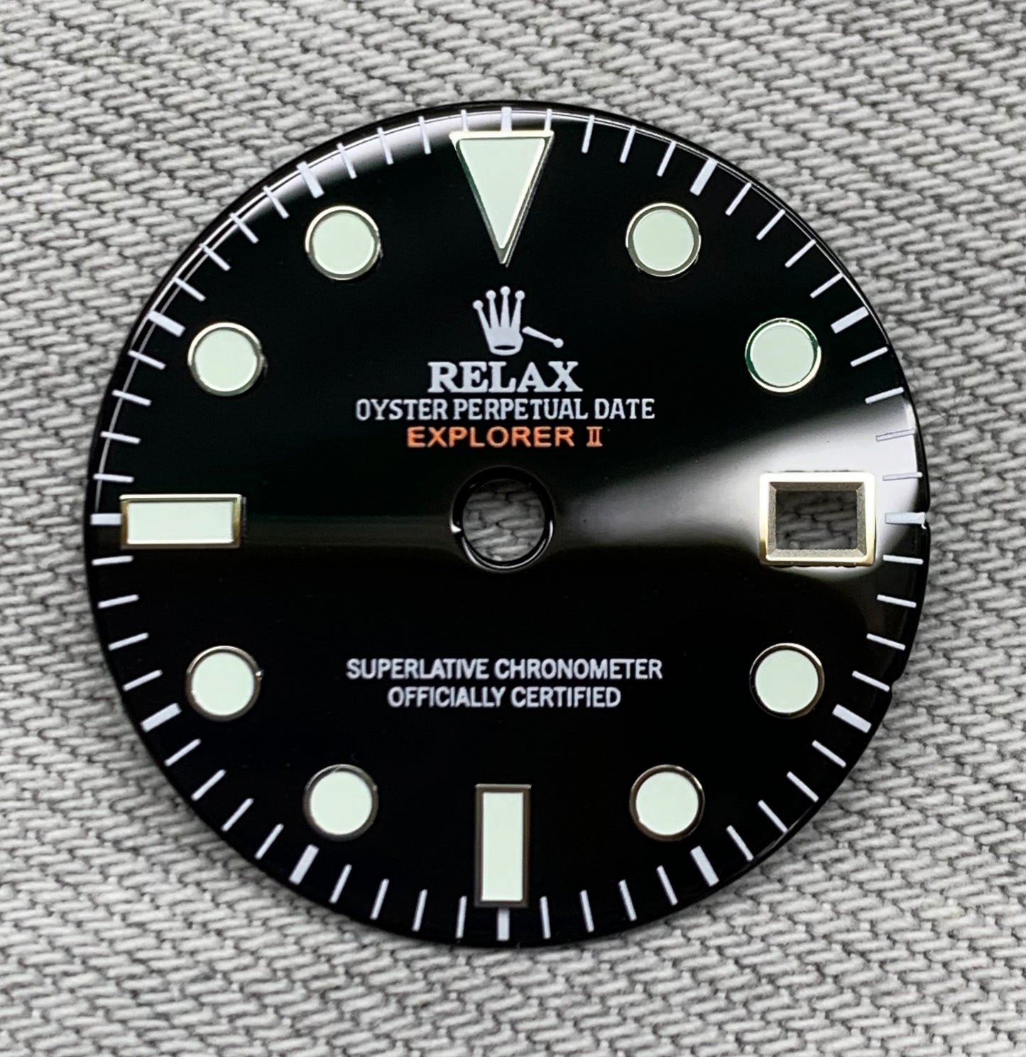Dial Maker -Black Enamel Explorer II Relax Dial for seiko mod NH34