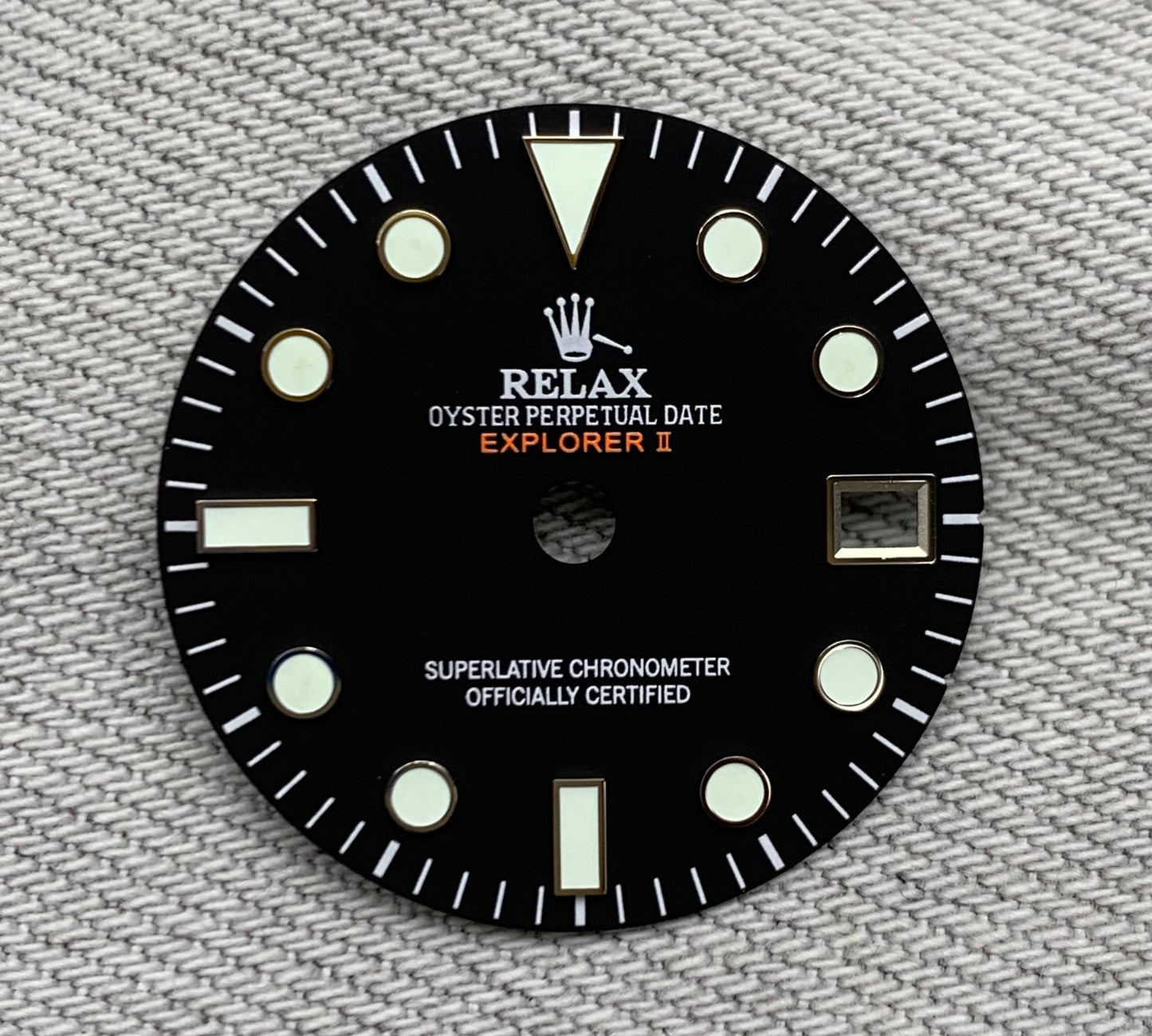 Dial Maker - Matte Black Explorer II Relax Dial for seiko mod for NH34