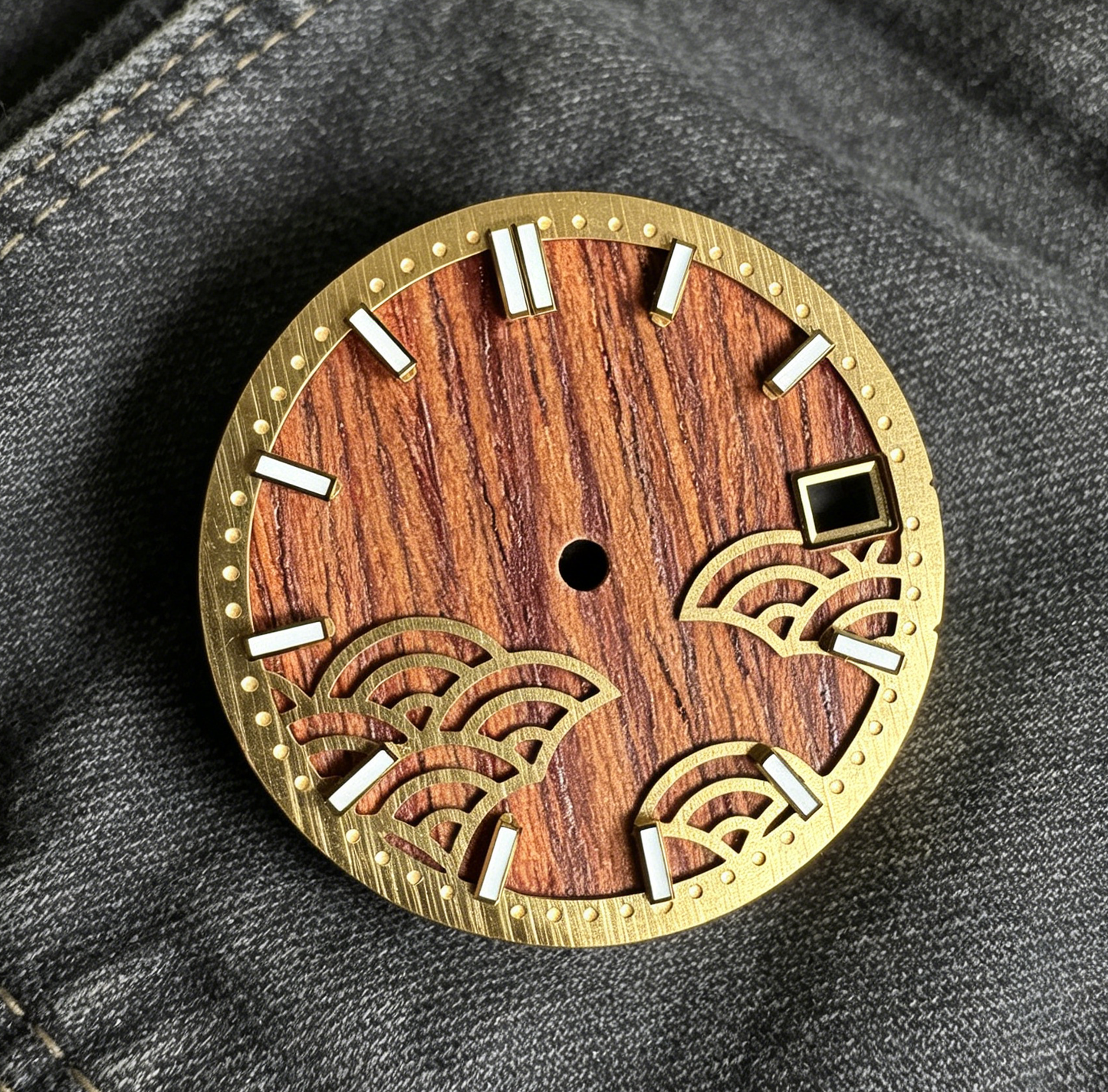 Dial Maker - Natural Wooden / Seigaiha Wave Dial for NH35 Movement Custom Mod