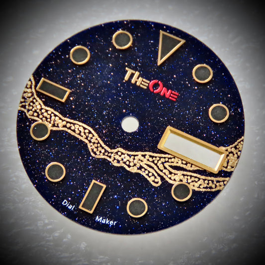 Dial maker - Blue gold Stone dial With Gold leaf For Seiko mod