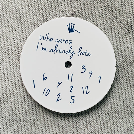 Dial Maker - Relax dial Matte White with Blue text NO DATE