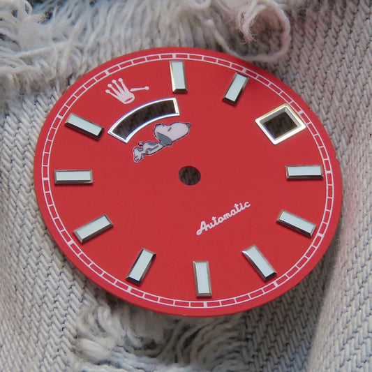 Dial maker - RED snoopy Dial With Full lume day /date wheel for NH36