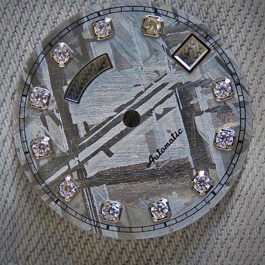 Dial maker - Natural Meteorite Dial With Gemstone For NH36 Movement