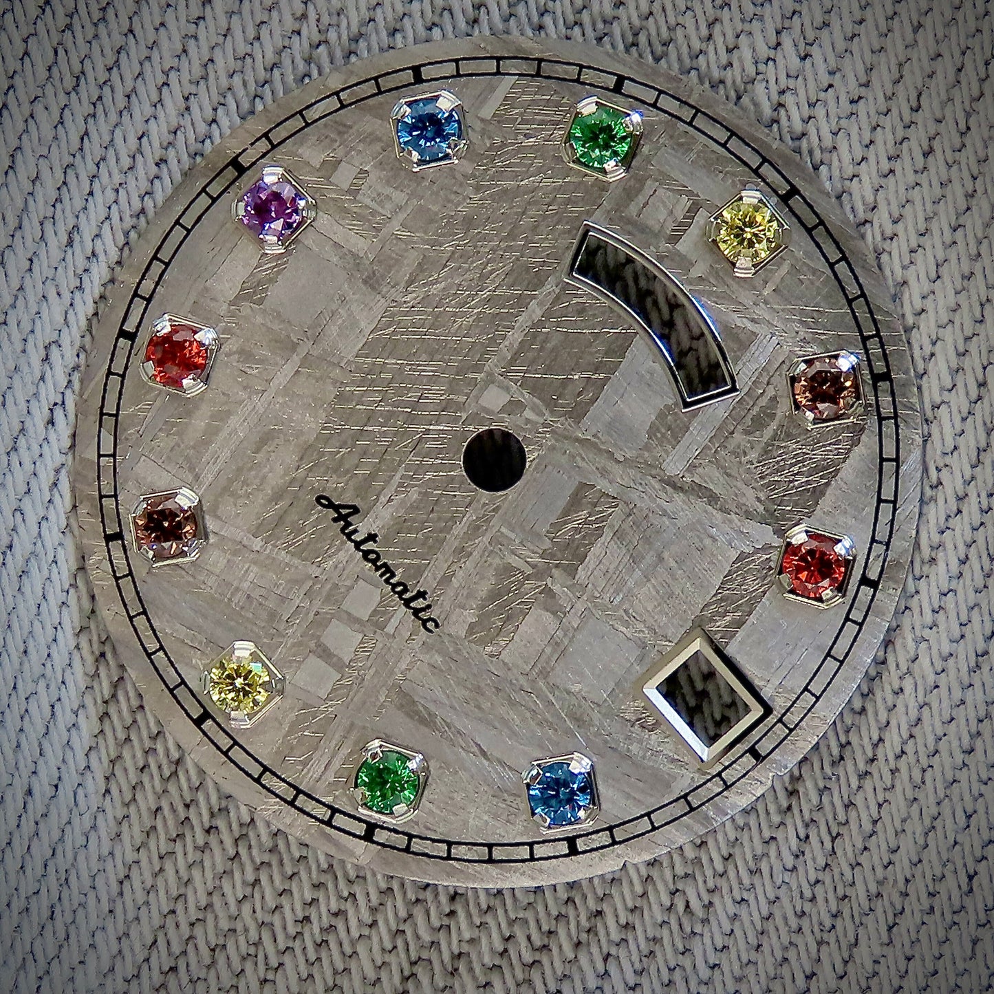 Dial maker - Natural Meteorite Dial With Gemstone For NH36 Movement