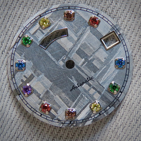Dial maker - Natural Meteorite Dial With Gemstone For NH36 Movement