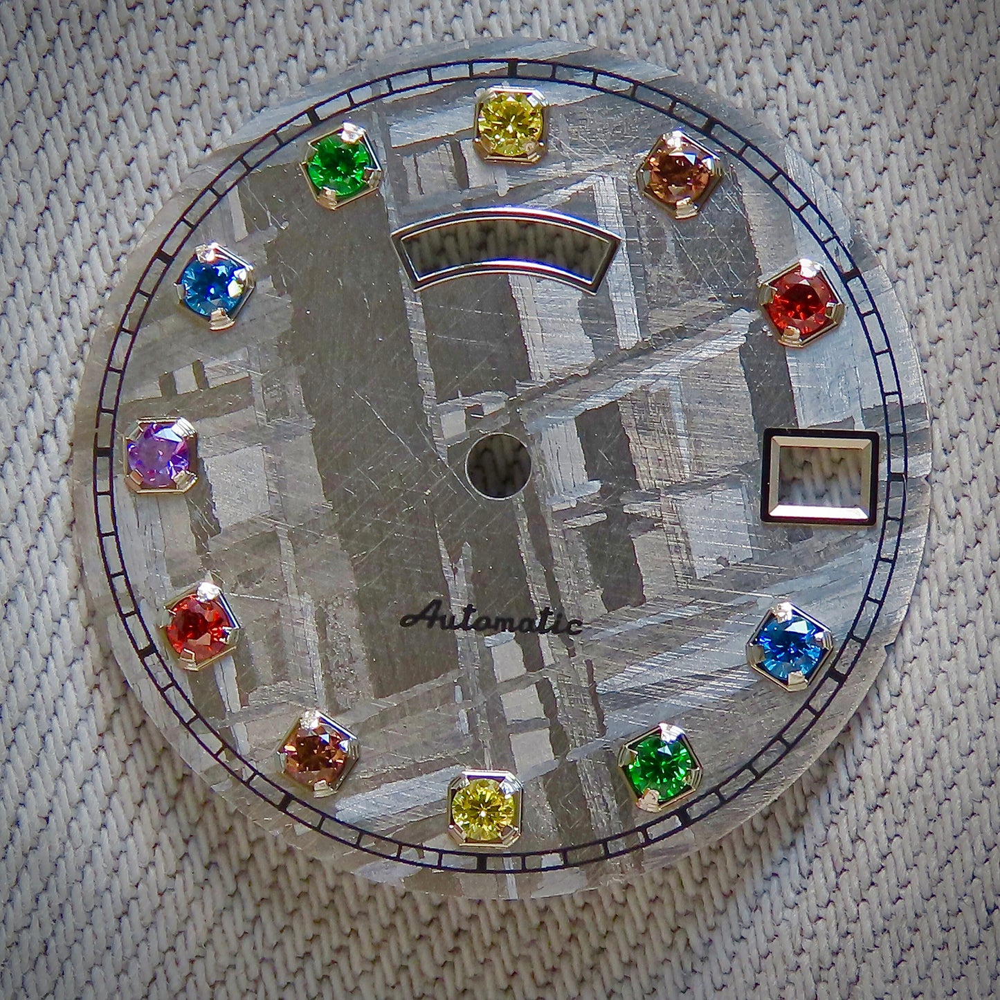 Dial maker - Natural Meteorite Dial With Gemstone For NH36 Movement