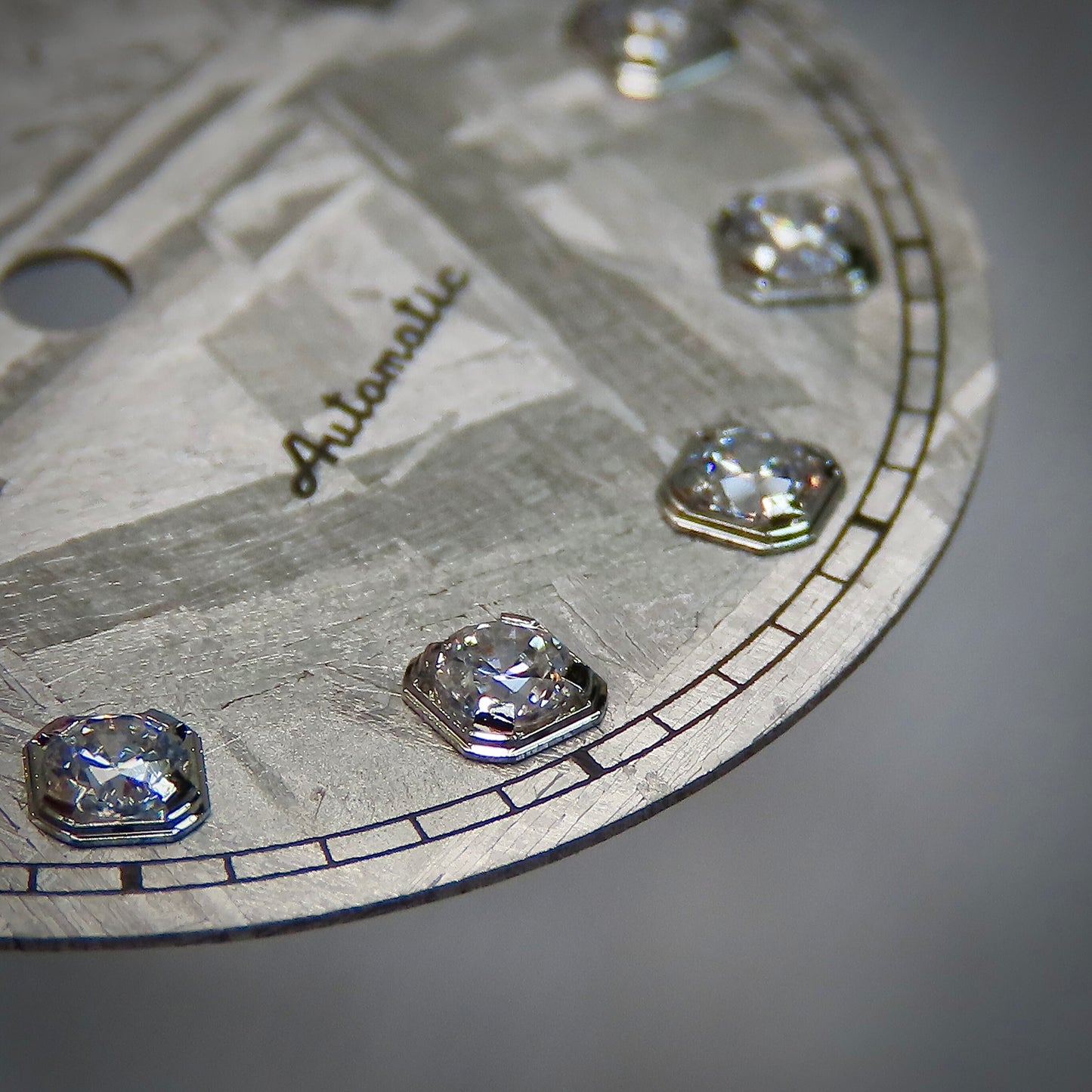 Dial maker - Natural Meteorite Dial With Gemstone For NH36 Movement