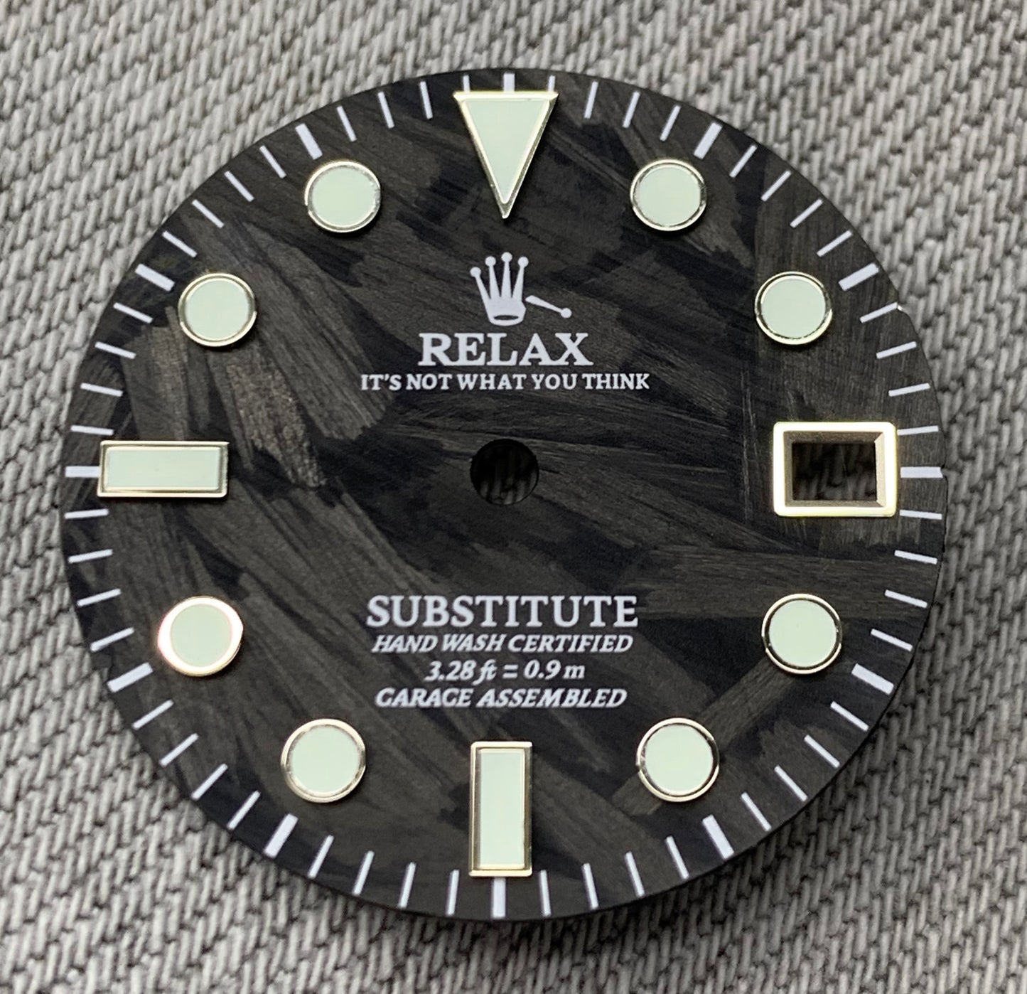 Dial Maker - Black Forged Carbon Dial For Seiko mod , Relax Dial