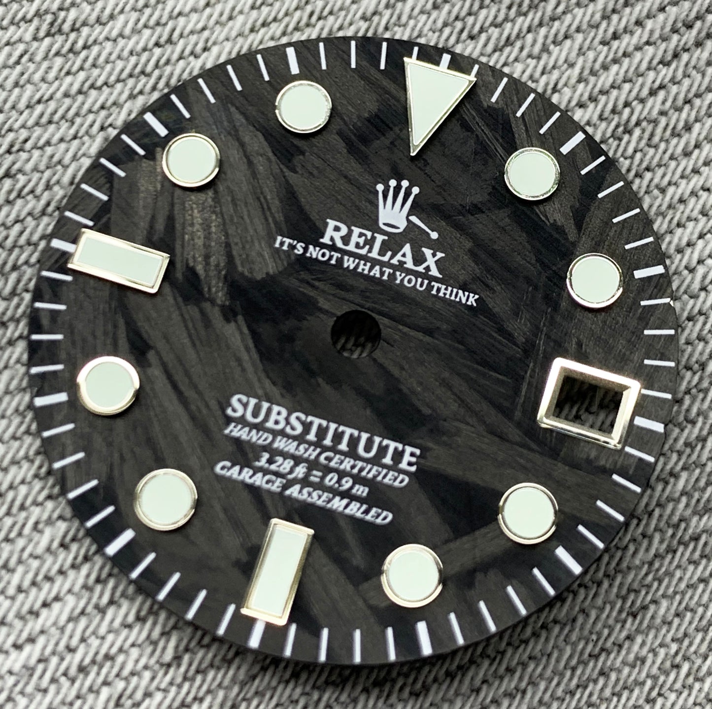 Dial Maker - Black Forged Carbon Dial For Seiko mod , Relax Dial