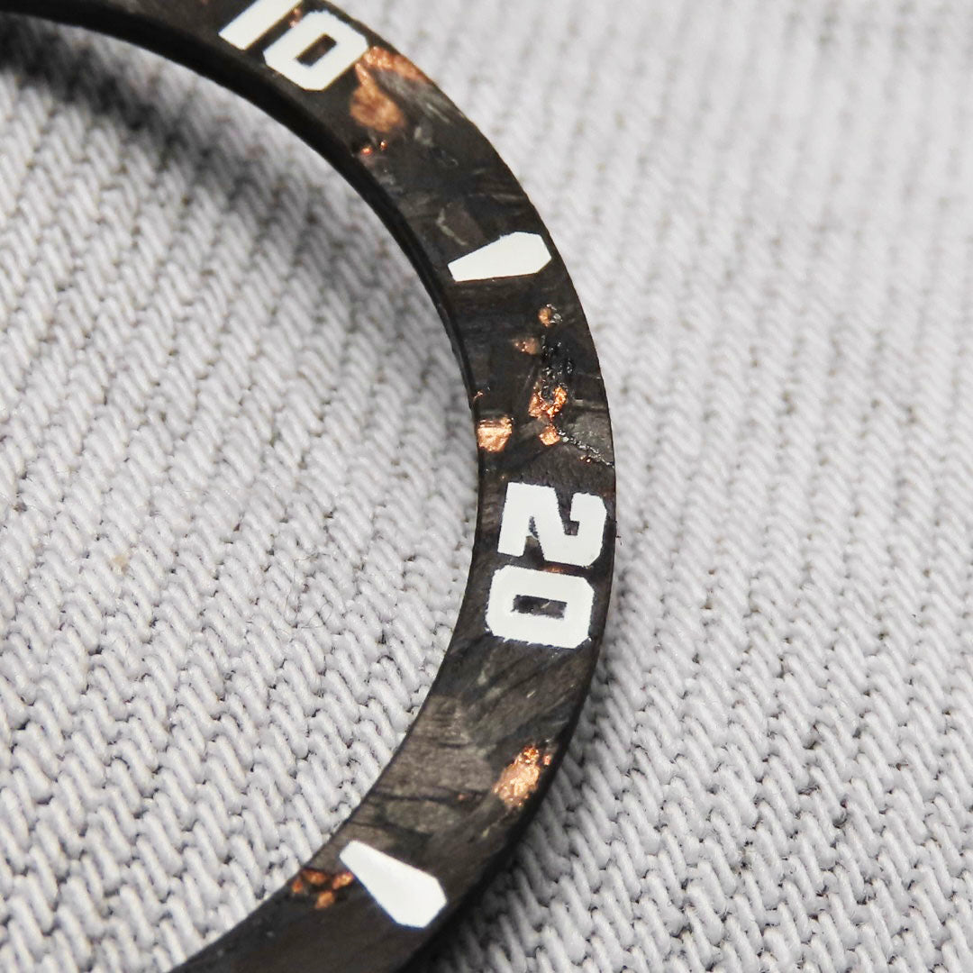 Dial Maker - Sloped Rose Gold Leaf Forge Carbon Bezel Insert for Seiko SKX007