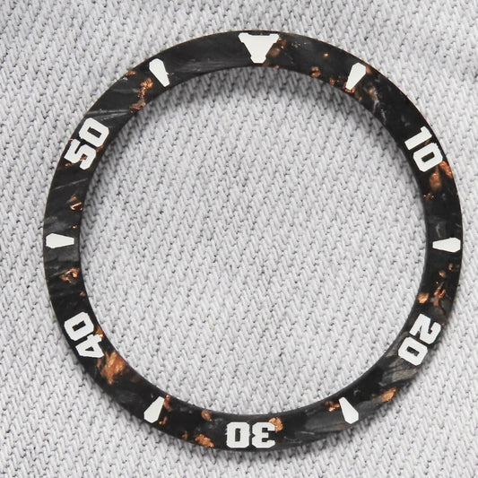 Dial Maker - Sloped Rose Gold Leaf Forge Carbon Bezel Insert for Seiko SKX007