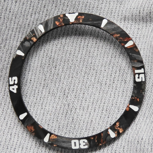 Dial Maker - Sloped Rose Gold Leaf Forge Carbon Bezel Insert for Seiko SKX007