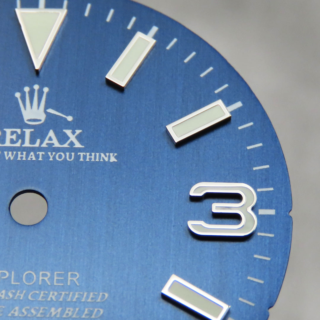 Dial Maker - Blue Brushed Relax Dial , Explorer Dial, BGW9 lume