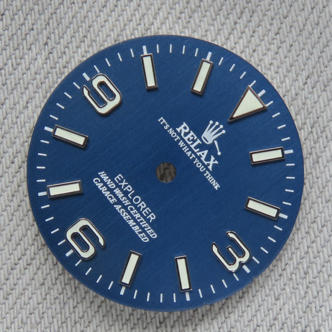 Dial Maker - Blue Brushed Relax Dial , Explorer Dial, BGW9 lume