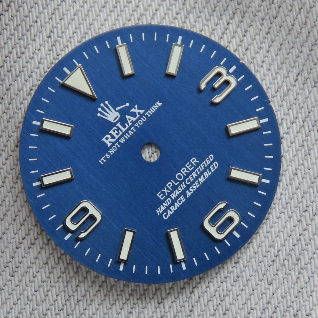 Dial Maker - Blue Brushed Relax Dial , Explorer Dial, BGW9 lume