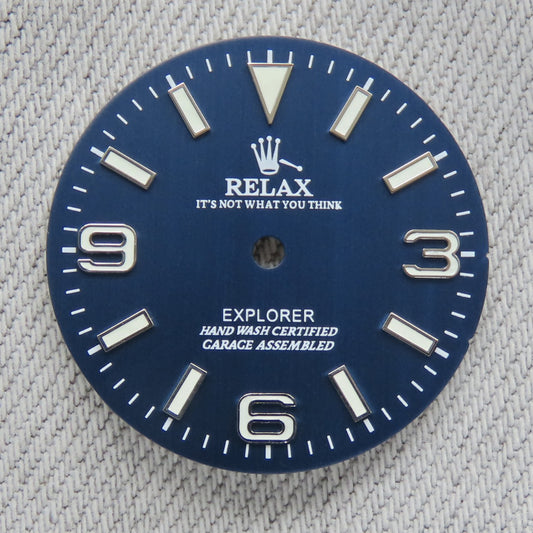 Dial Maker - Blue Brushed Relax Dial , Explorer Dial, BGW9 lume