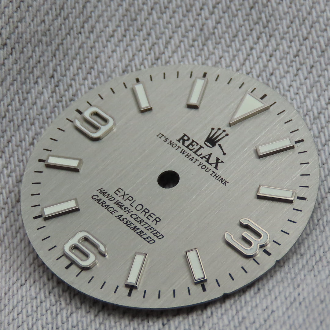 Dial Maker - Grey Brushed Relax Dial , Explorer Dial, BGW9 lume
