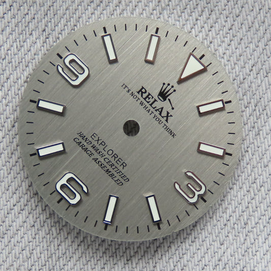 Dial Maker - Grey Brushed Relax Dial , Explorer Dial, BGW9 lume