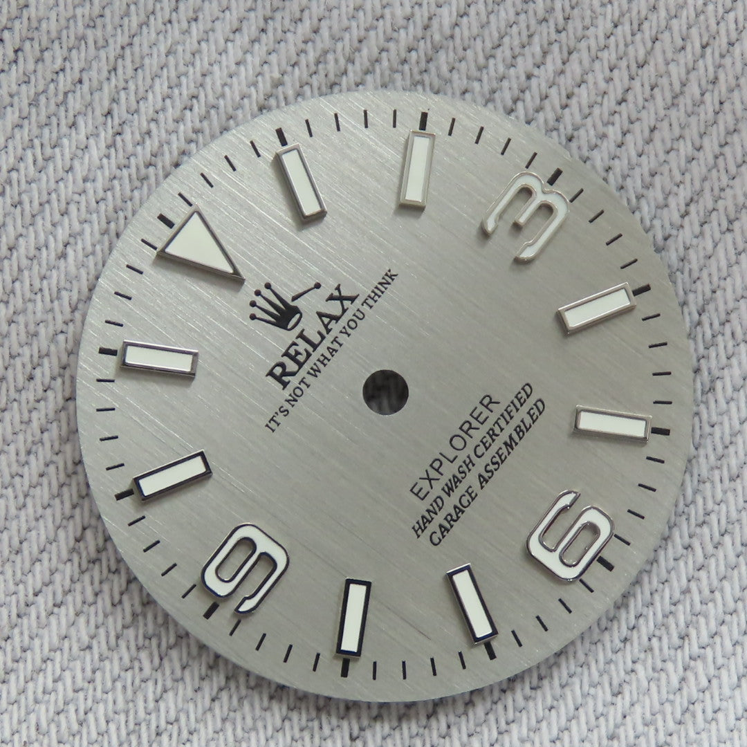 Dial Maker - Grey Brushed Relax Dial , Explorer Dial, BGW9 lume