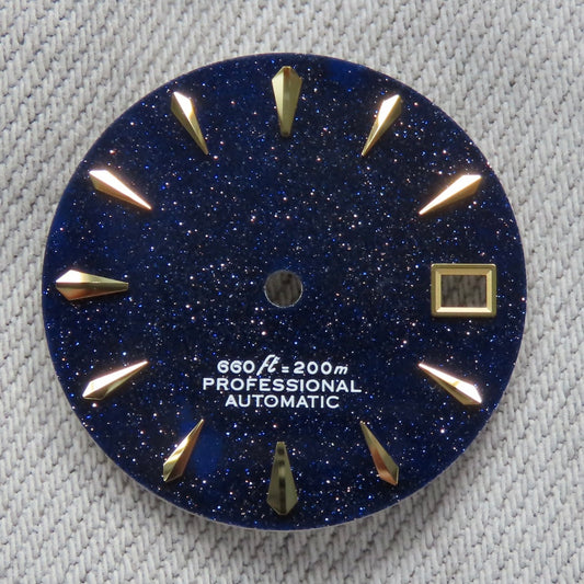 Dial maker - Blue gold Stone dial With gold Indices For Seiko