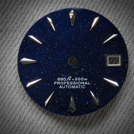 Dial maker - Blue gold Stone dial With Silver Indices For Seiko