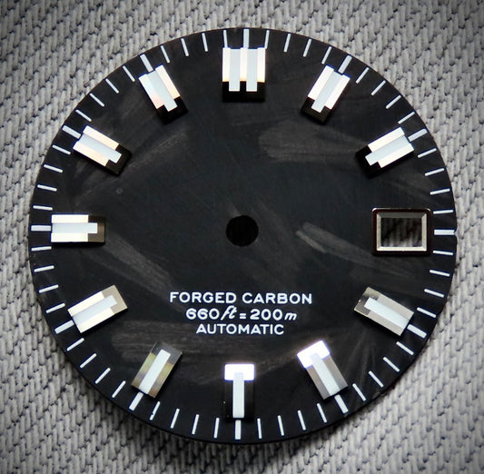 Dial Maker - Black Forged Carbon Dial For Seiko Mod