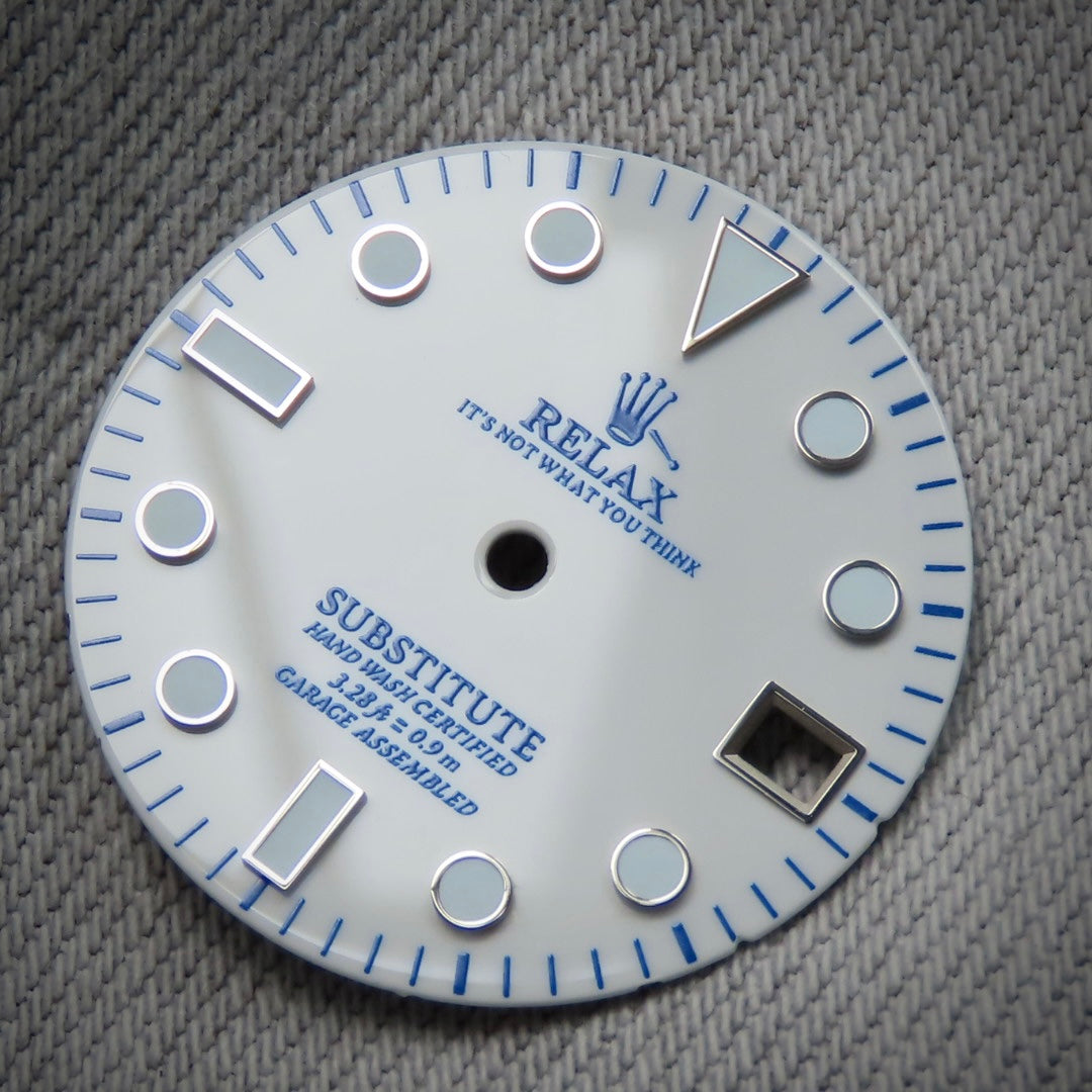 Dial Maker - White Enamel Relax Dial For Seiko MOD