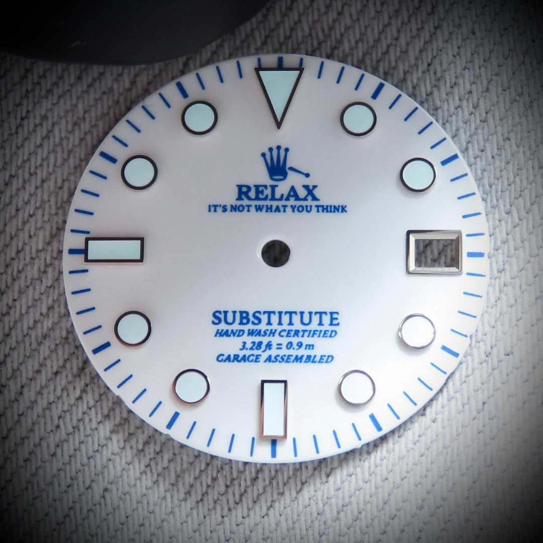 Dial Maker - White Enamel Relax Dial For Seiko MOD