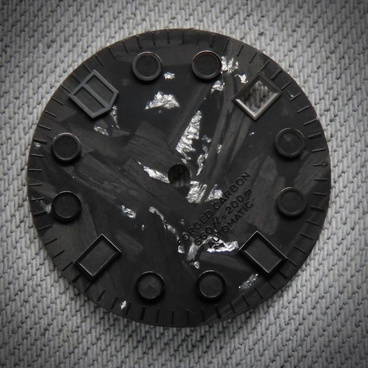 Dial Maker - Black Forged Carbon With Silver Leaf Dial For Seiko Mod