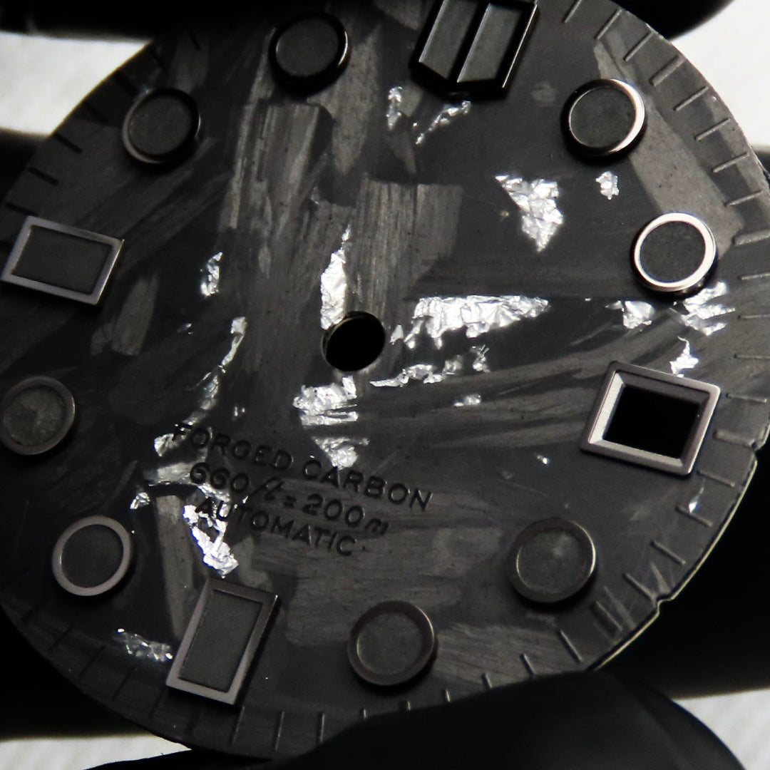 Dial Maker - Black Forged Carbon With Silver Leaf Dial For Seiko Mod