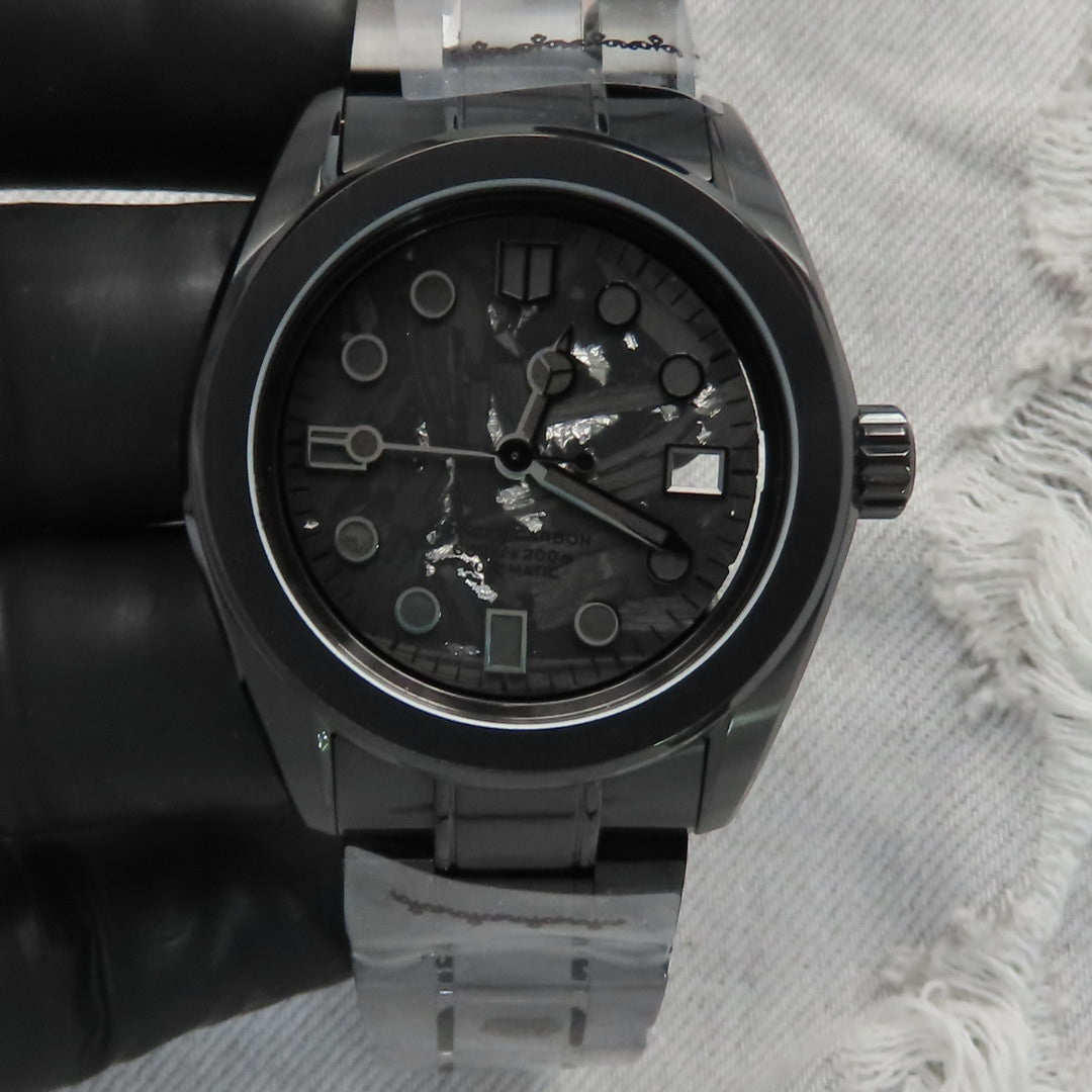 Dial Maker - Black Forged Carbon With Silver Leaf Dial For Seiko Mod