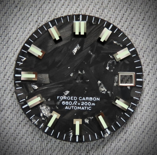 Dial Maker - Black Forged Carbon With Silver Leaf Dial For Seiko Mod