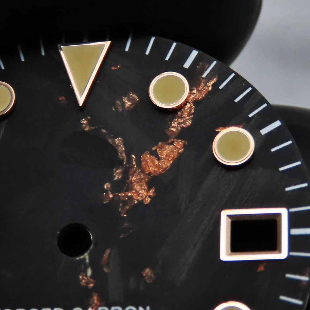 Dial Maker - Black Forged Carbon With Rose Gold Leaf Dial For Seiko Mod