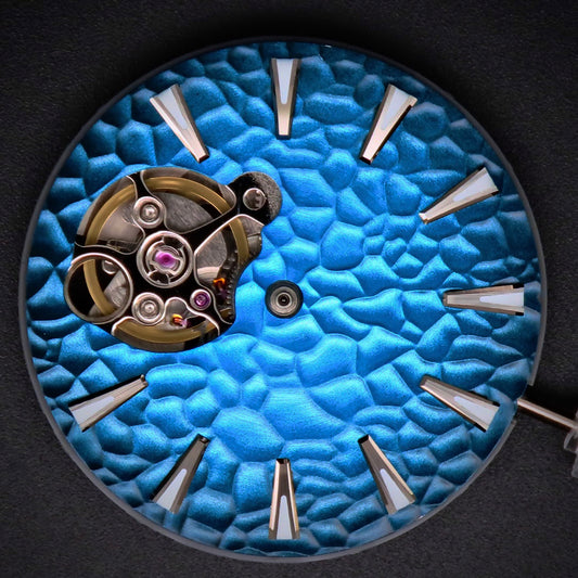 Dial Maker -Hammered Pattern Gradient blue Dial For Seiko Mod NH38