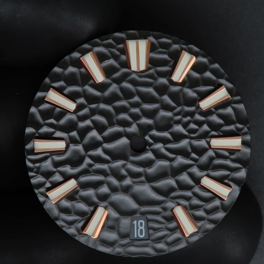 Dial Maker -Hammered Pattern Black Dial For Seiko Mod