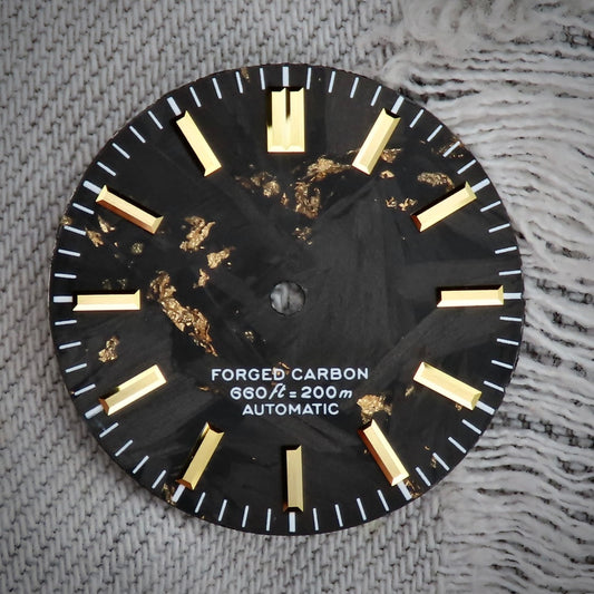Dial Maker - Gold leaf Forged Carbon Dial NO DATE For 9015/9075/NH34/35/