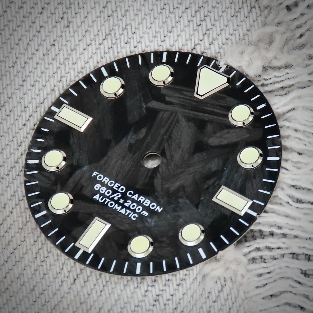 Dial Maker - Black Forged Carbon Dial NO DATE For 9015/9075/ NH34/35