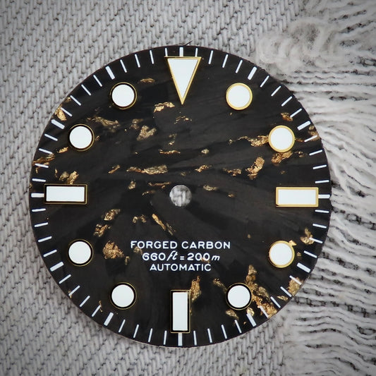 Dial Maker -  Gold Leaf Forged Carbon DialNO DATE For 9015/9075/NH34/35