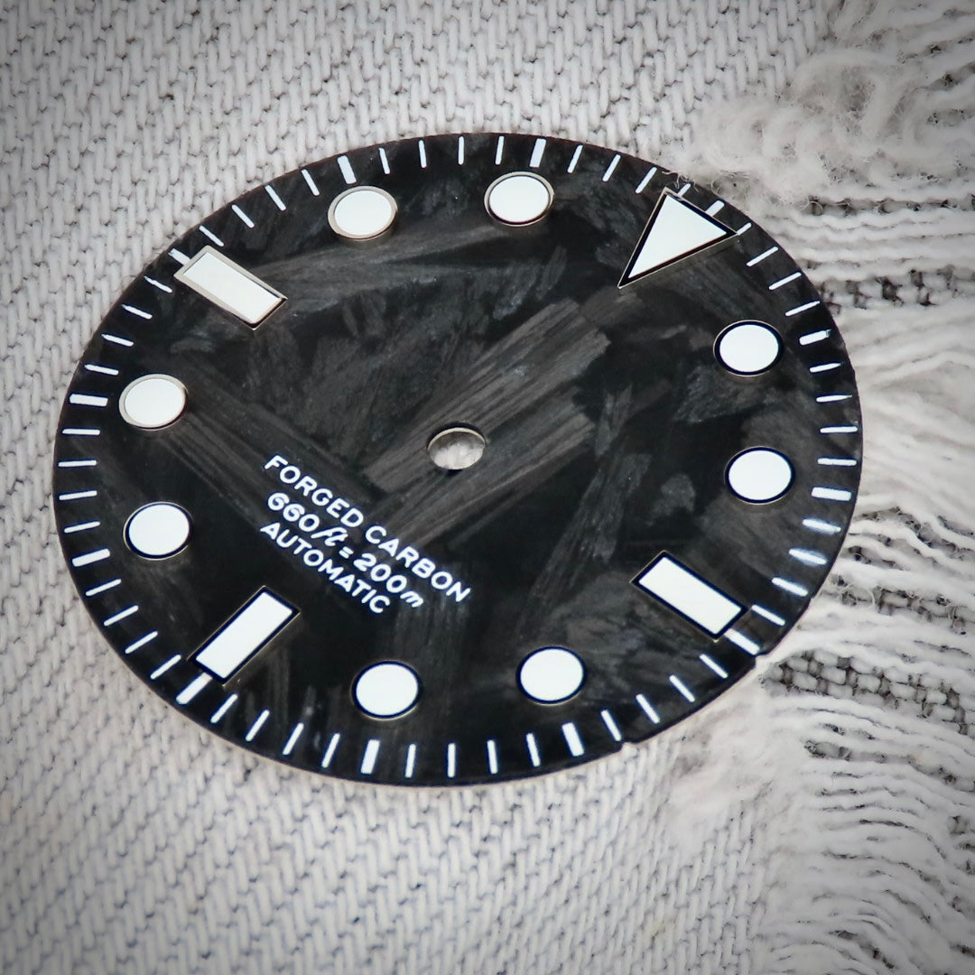 Dial Maker - Black Forged Carbon Dial NO DATE For 9015/9075/ NH34/35