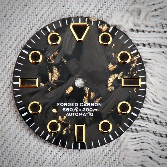 Dial Maker -  Gold Leaf Forged Carbon DialNO DATE For 9015/9075/NH34/35