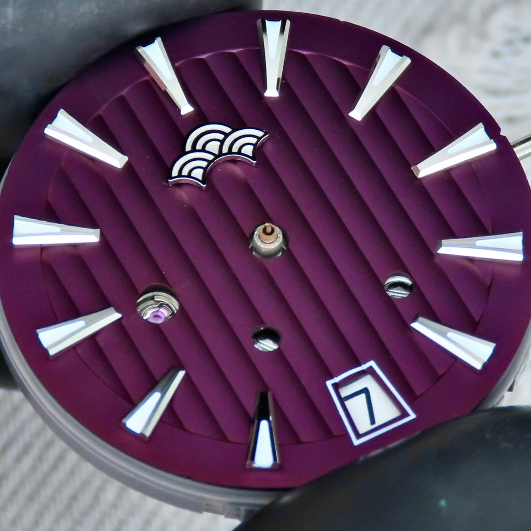 Dial Maker -Plated Purple Geneva stripes Dial For Seiko Mod