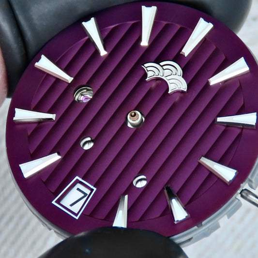 Dial Maker -Plated Purple Geneva stripes Dial For Seiko Mod
