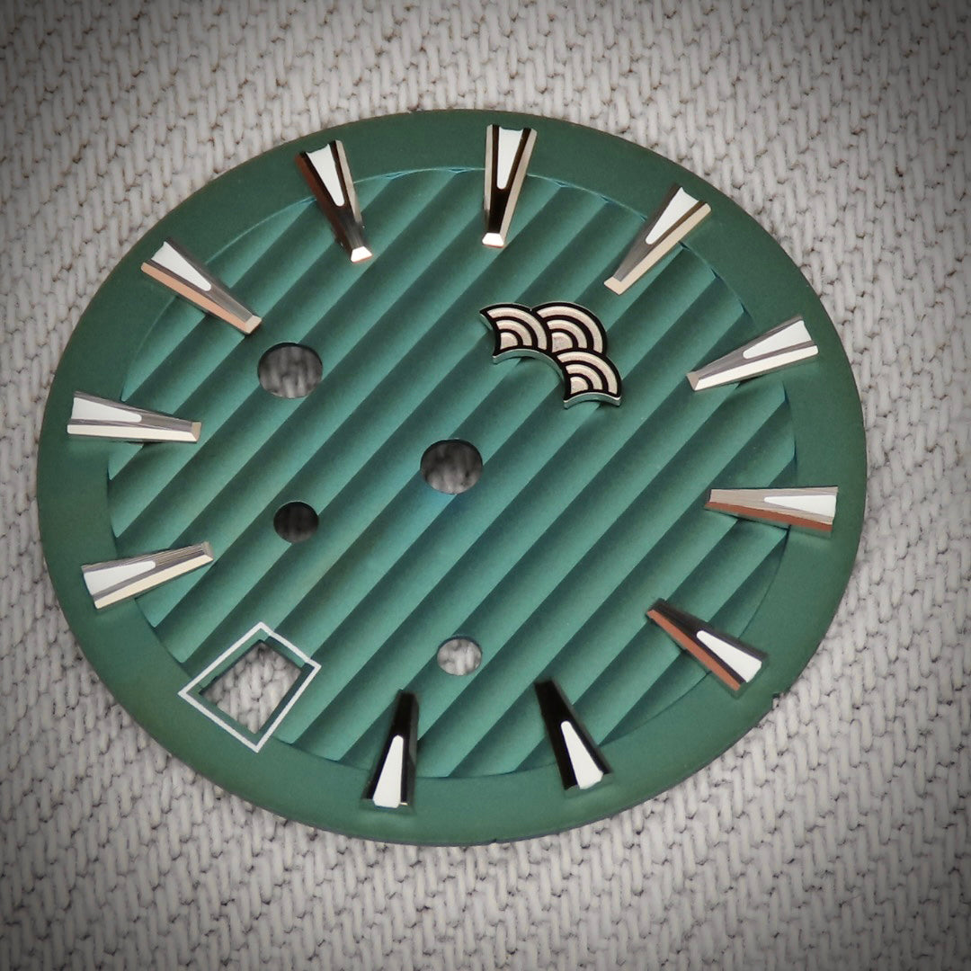 Dial Maker -Plated Green Geneva stripes Dial For Seiko Mod