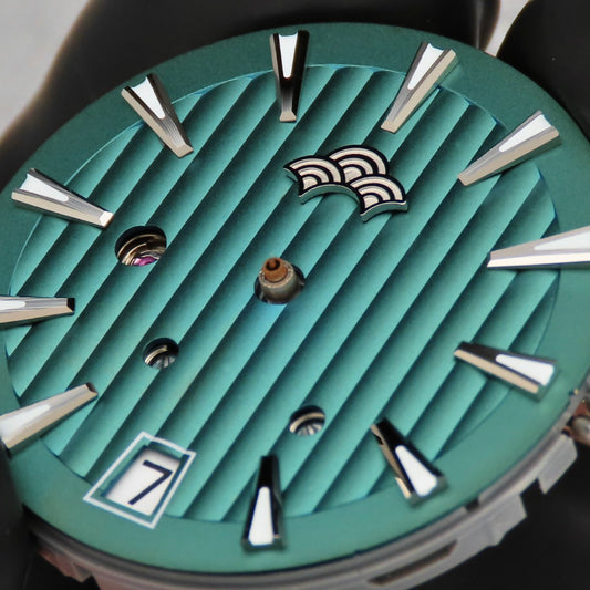 Dial Maker -Plated Green Geneva stripes Dial For Seiko Mod