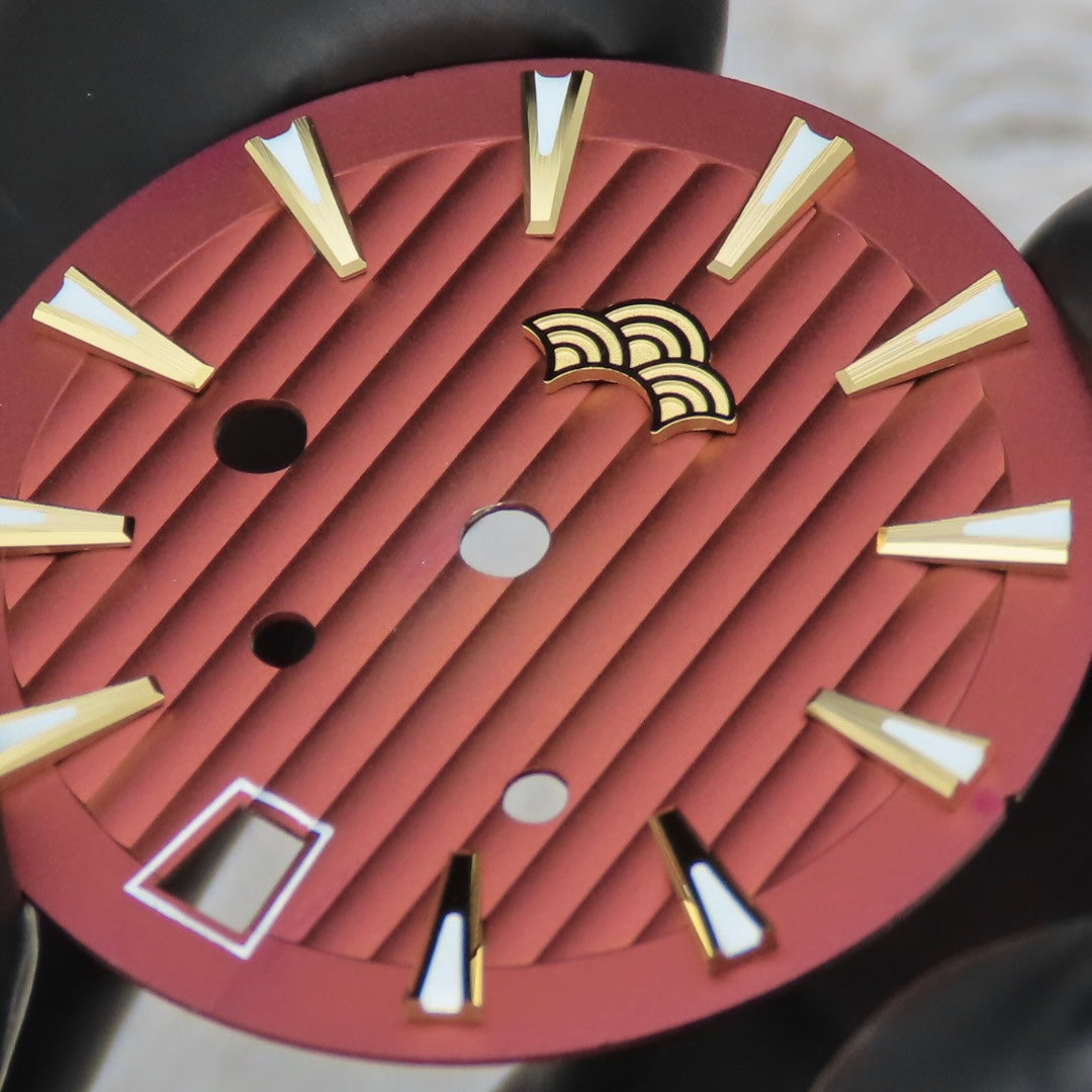 Dial Maker -Plated Red Geneva stripes Dial For Seiko Mod