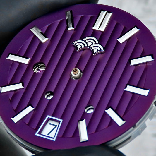 Dial Maker -Plated Purple Geneva stripes Dial For Seiko Mod